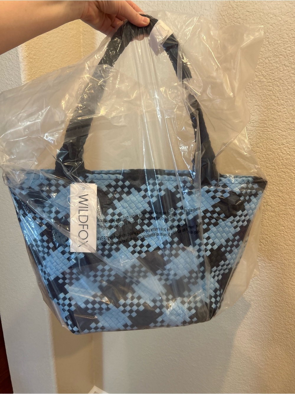 Wildfox Light Blue and Black Woven Tote -Neoprene